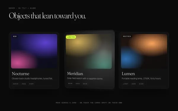 3D Tilt Card with Glare preview